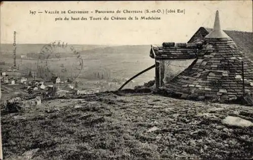 Ak Chevreuse Yvelines, Panorama, aufgenommen von der Spitze der Türme des Chateau de la Madeleine