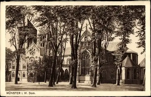 Ak Münster in Westfalen, Dom, Außenansicht, Turm