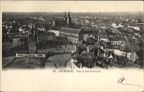 Ak Kortrijk Courtrai Westflandern, vue a vol d'oiseau