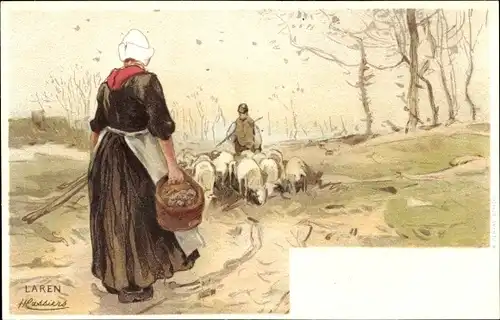 Künstler Litho Laren Gelderland, Schafhirten