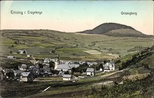 Ak Geising Altenberg Erzgebirge, Ortspanorama, Geisingberg