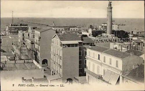 Ak Port Said Ägypten, Gesamtansicht, Leuchtturm