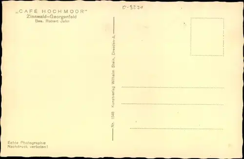 Ak Zinnwald Georgenfeld Altenberg im Erzgebirge, Café Hochmoor