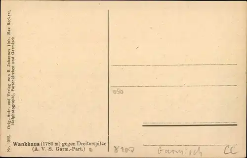 Ak Garmisch Partenkirchen in Oberbayern, Wankhaus, Dreitorspitze