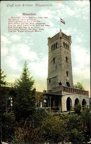 Ak Rinteln an der Weser, Klippenturm, Weserlied