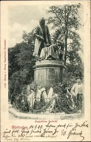Ak Göttingen in Niedersachsen, Gauss-Weber Denkmal