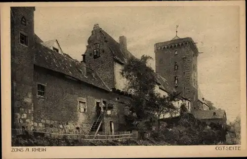 Ak Zons Dormagen Niederrhein, Ostseite mit Rheinturm