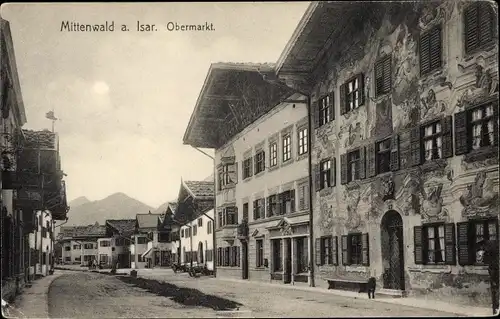 Ak Mittenwald in Oberbayern, Obermarkt, Gebäude