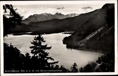 Ak Urfeld am Walchensee Kochel am See, Panorama, Wettersteingebirge