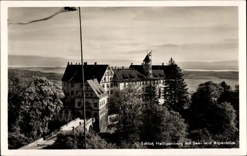 Ak Heiligenberg in Baden, Schloss mit See und Alpenblick