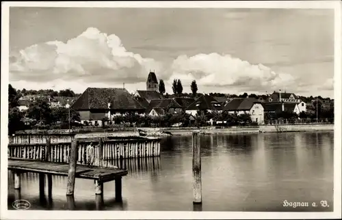 Ak Hagnau am Bodensee, Teilansicht, Steg