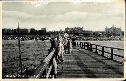Ak Ostseebad Zinnowitz auf Usedom, Seebrücke