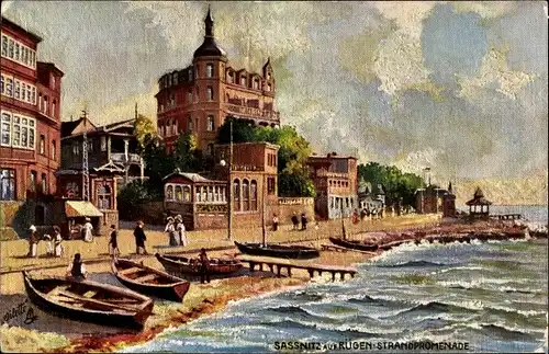 Künstler Ak Sassnitz auf der Insel Rügen, Strandpromenade, Kurhaus