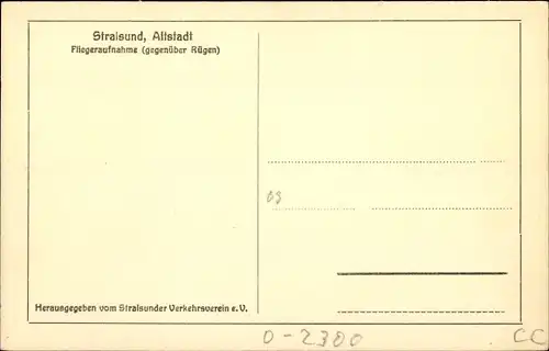 Ak Stralsund in Vorpommern, Fliegeraufnahme