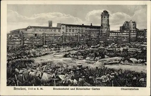 Ak Brocken Nationalpark Harz, Brockenhotel, Botanischer Garten, Observatorium