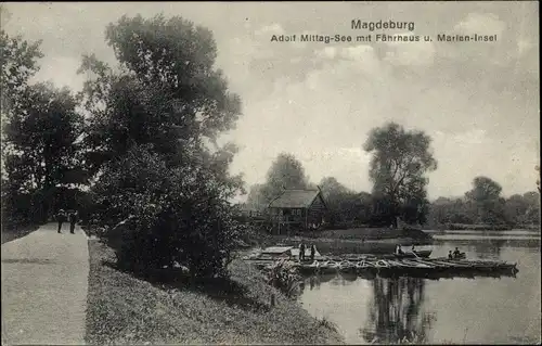 Ak Magdeburg an der Elbe, Adolf Mittag-See, Fährhaus, Marien-Insel