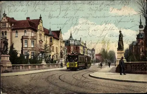 Ak Braunschweig in Niedersachsen, Straßenbanhn auf der Kaiser Wilhelm Brücke