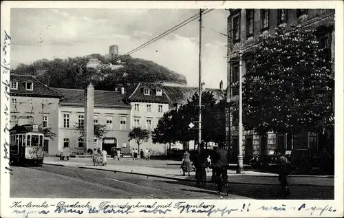 Ak Durlach Karlsruhe in Baden, Traindenkmal mit Turmberg
