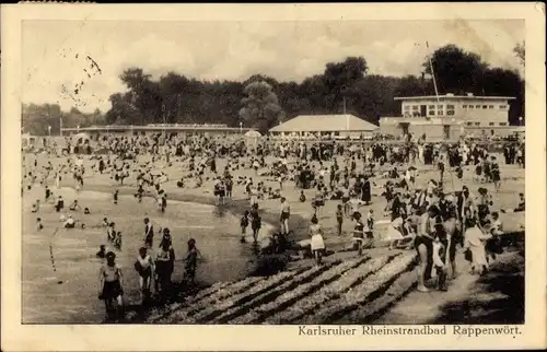 Ak Karlsruhe in Baden, Rheinstrandbad Rappenwört