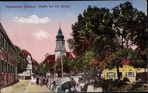 Ak Appenweier in Baden Schwarzwald, Partie bei der Kirche