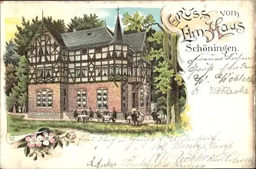 Litho Schöningen am Elm, Gastwirtschaft Elm-Haus