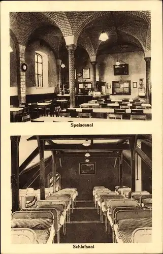 Ak Karlsruhe in Baden, Blick in die Wanderer Herberge