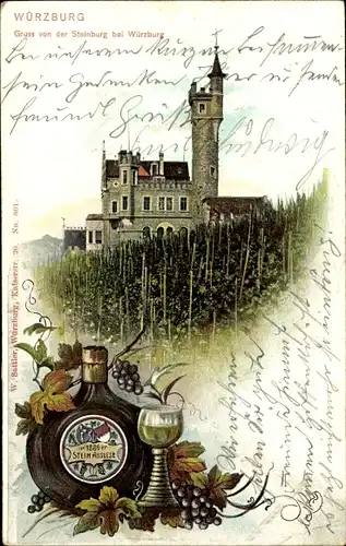 Ak Würzburg am Main Unterfranken, Steinburg, Weinreben, 1886er Stein Auslese