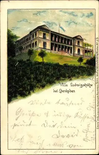 Litho Edenkoben an der Haardt Pfalz, Villa Ludwigshöhe