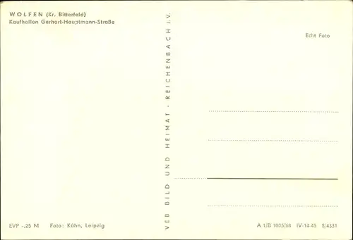 Ak Wolfen in Sachsen Anhalt, Kaufhallen Gerhart-Hauptmann-Straße