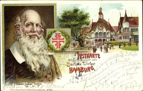 Litho Hamburg, Deutsches Turnfest 1898, Turnvater Jahn