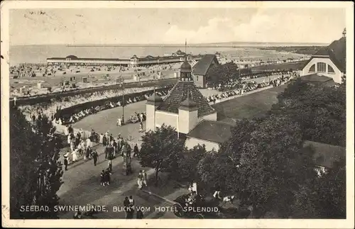 Ak Świnoujście Swinemünde Pommern, Promenade, Strand, Hotel Splendid