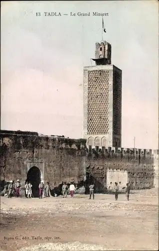 Ak Kasbah Kasba Tadla Marokko, Das Große Minarett