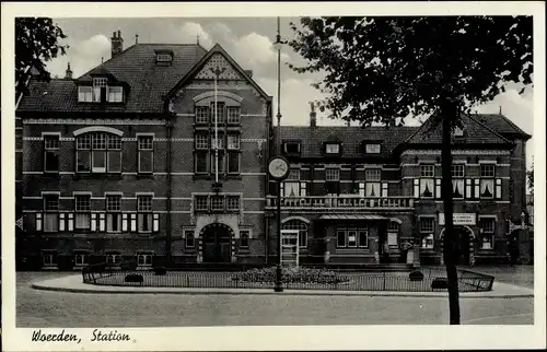 Ak Woerden Utrecht Niederlande, Bahnhof