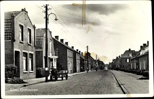 Ak Gilze Nordbrabant Niederlande, Oranjestraat, Pferdekarren