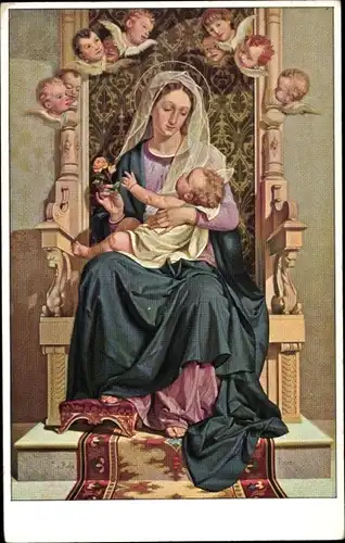 Künstler Ak Reffo, Sancta dei Genitrix, Madonna mit Kind, Engel