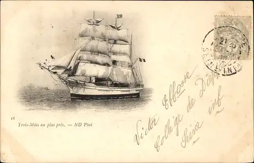 Ak Segelschiff, Dreimaster