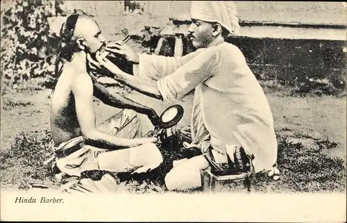 Ak Indien, Hindu Barbier bei der Arbeit