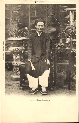 Ak Tonkin Vietnam, Vietnamese in Tracht, Portrait
