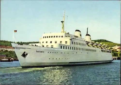 Ak Fährschiff Saßnitz, Hafen Sassnitz auf Rügen