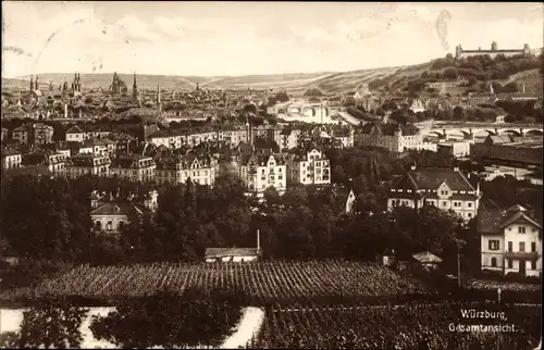 Ak Würzburg am Main Unterfranken, Gesamtansicht