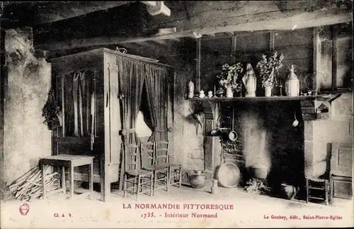 AK Malerische Normandie, normannisches Interieur