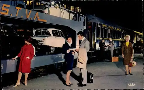 Ak Chemins de fer Francais, Französische Eisenbahn, Train Auto Sleepers, Auto Reiezug