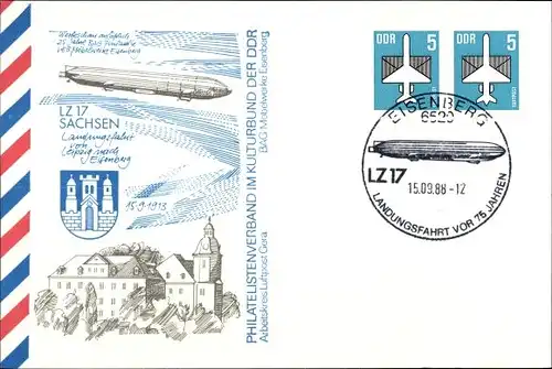 Ganzsachen Ak Zeppelin LZ 17 Sachsen, Landungsfahrt vor 75 Jahren