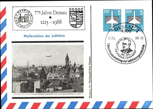 Ganzsachen Ak Zeppelin, Meilensteine der Luftfahrt, 775 Jahre Dessau