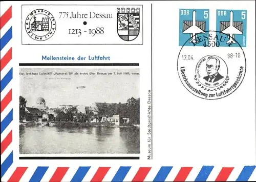 Ganzsachen Ak Zeppelin, Meilensteine der Luftfahrt, 775 Jahre Dessau