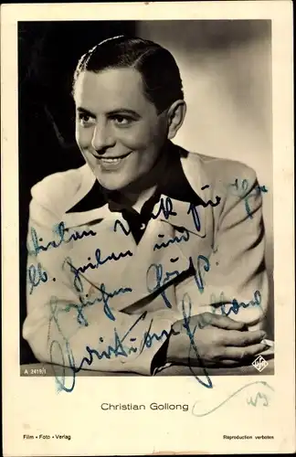 Ak Schauspieler Christian Gollong, Portrait, Autogramm