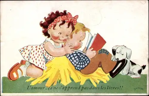 Künstler Ak Janser, L'amour, ca ne s'apprend pas dans les livres, Kinder, Hund