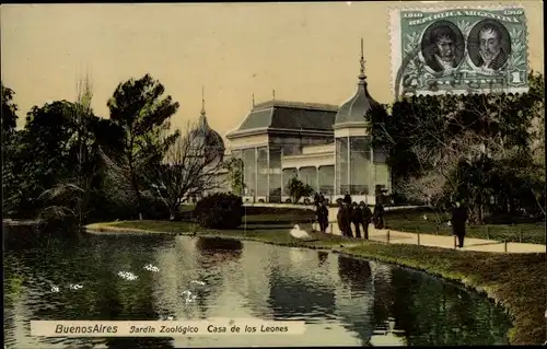 Ak Buenos Aires Argentinien, Blick auf das Löwenhaus im Zoo