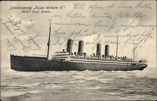Ak Schnelldampfer Kaiser Wilhelm II., Norddeutscher Lloyd Bremen