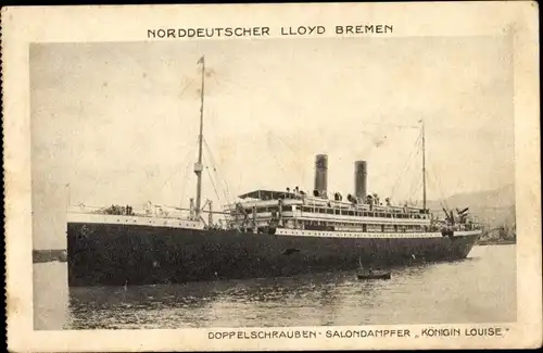 Ak Dampfschiff Königin Louise, Norddeutscher Lloyd Bremen, Doppelschrauben Salondampfer